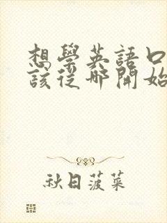 想学英语口语应该从哪开始入手