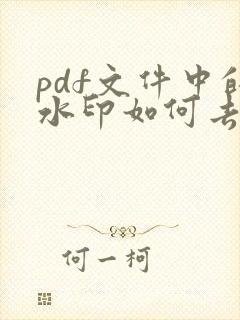 pdf文件中的水印如何去除