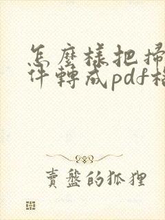 怎么样把扫描文件转成pdf格式