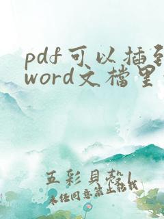 pdf可以插到word文档里吗