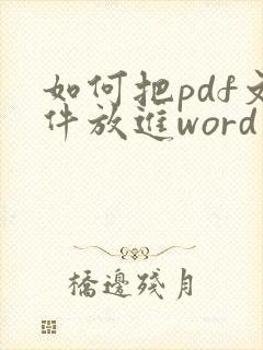 如何把pdf文件放进word文档