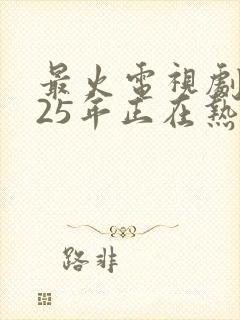 最火电视剧2025年正在热播排行榜前十名