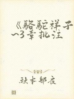 《骆驼祥子》1~3章批注