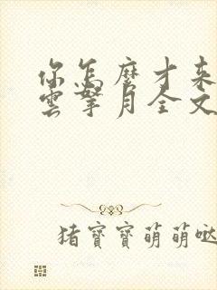 你怎么才来小说云拿月全文免费阅读