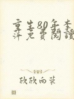 重生80年李书萍免费阅读