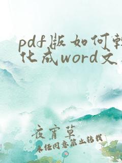 pdf版如何转化成word文档