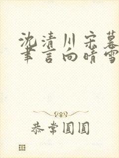 沈清川宋暮颜程聿言向晴雪后续大结局