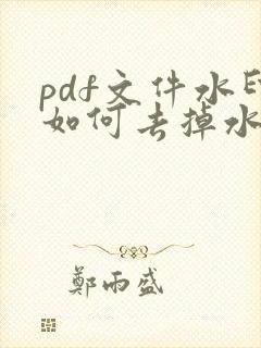 pdf文件水印如何去掉水印