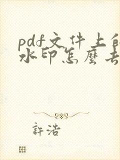 pdf文件上的水印怎么去除