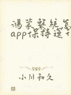 鸿蒙系统怎么让app保持运行