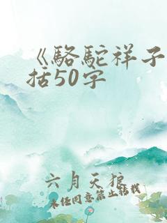 《骆驼祥子》概括50字