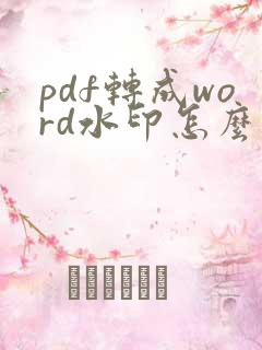 pdf转成word水印怎么去掉