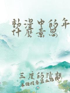 动漫中的年番是什么意思