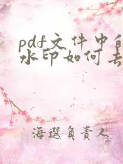 pdf文件中的水印如何去掉