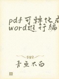 pdf可转化成word进行编辑吗