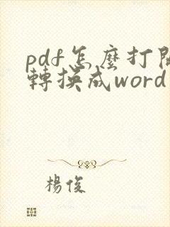pdf怎么打开转换成word文档