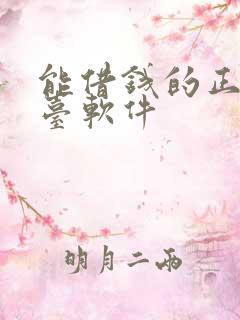 能借钱的正规平台软件