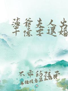 薄爷夫人出价一千亿要退婚全