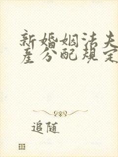 新婚姻法夫妻财产分配规定