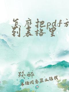 怎么把pdf放到表格里