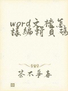 word文档怎样编辑页码