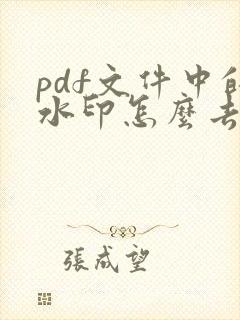 pdf文件中的水印怎么去除