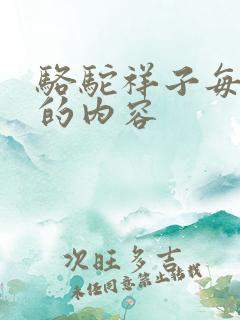 骆驼祥子每章节的内容