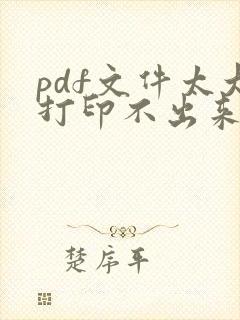 pdf文件太大打印不出来怎么办