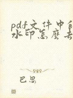 pdf文件中的水印怎么去除