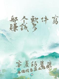 哪个软件写小说赚钱多