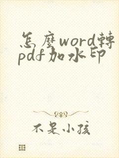 怎么word转pdf加水印