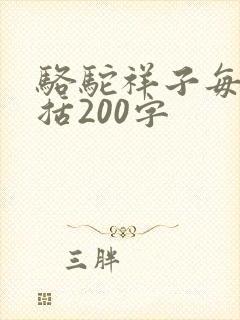 骆驼祥子每章概括200字