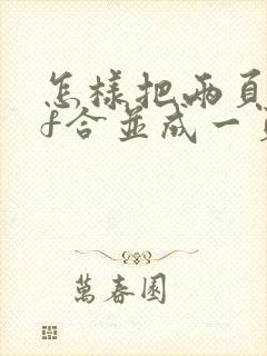 怎样把两页pdf合并成一页