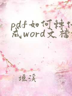 pdf如何转化成word文档格式
