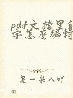 pdf文档里的字怎么编辑
