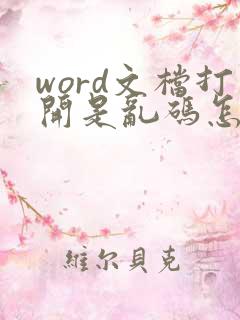 word文档打开是乱码怎么办