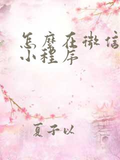 怎么在微信中找小程序