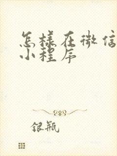 怎样在微信上找小程序