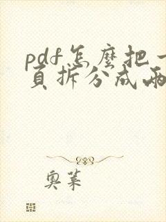 pdf怎么把一页拆分成两页