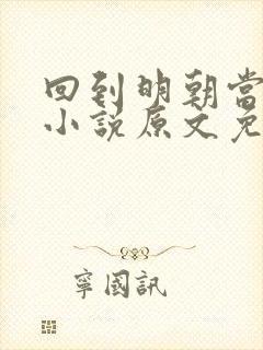 回到明朝当王爷小说原文免费阅读