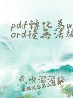 pdf转化为word后无法编辑