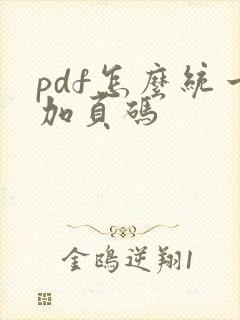 pdf怎么统一加页码