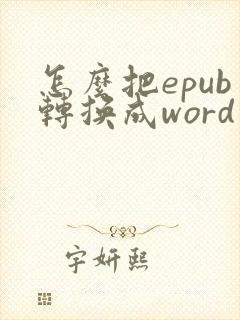 怎么把epub转换成word文档