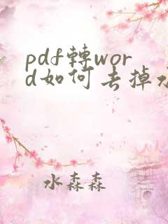 pdf转word如何去掉水印