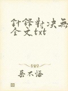 针锋对决无删减全文txt