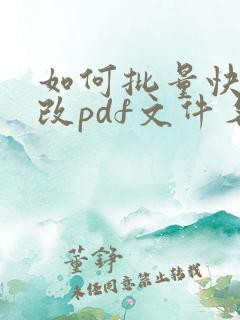 如何批量快速修改pdf文件名