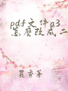 pdf文件a3怎么改成二张a4的