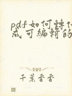 pdf如何转化成可编辑的word文档