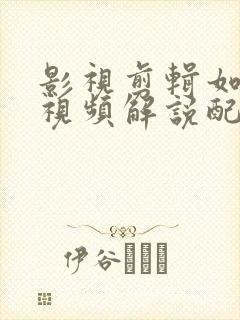 影视剪辑如何给视频解说配音