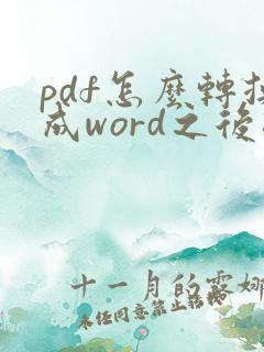 pdf怎么转换成word之后排版